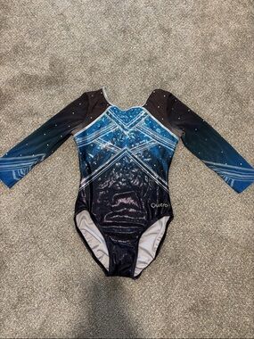 Blue & Black Long Sleeve Gymnastics Leotard